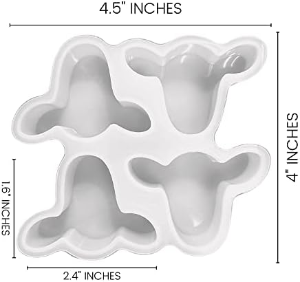 4 חיה פרה מערבית מערבית עובש מגש סיליקון | גודל קליפ אוורור בגודל 4.5 רוחב x 4 ארוך x 0.8 עמוק | עיצוב גודל קליפ